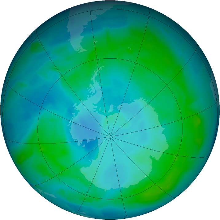 Antarctic ozone map for 18 January 2014